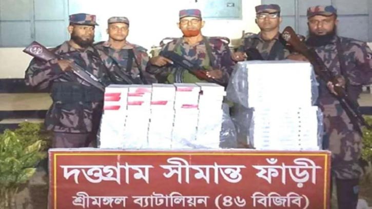 কুলাউড়ায় ভারতীয় ৩ লাখ টাকার সিগারেট জব্দ