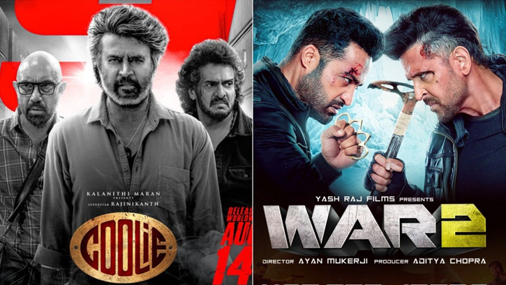 ‘কুলি’ আগাম টিকিটে শীর্ষে, ‘ওয়ার ২’ পিছিয়ে চলছে