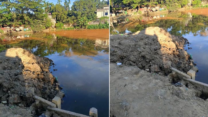 কুলাউড়ায় ওয়াকফকৃত পুকুরে মাটি ভরাটের চেষ্টা, ইউএনও’র হস্তক্ষেপে বন্ধ