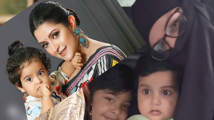 বোরকা পরে সন্তানদের সঙ্গে হাসপাতালে পরীমনি